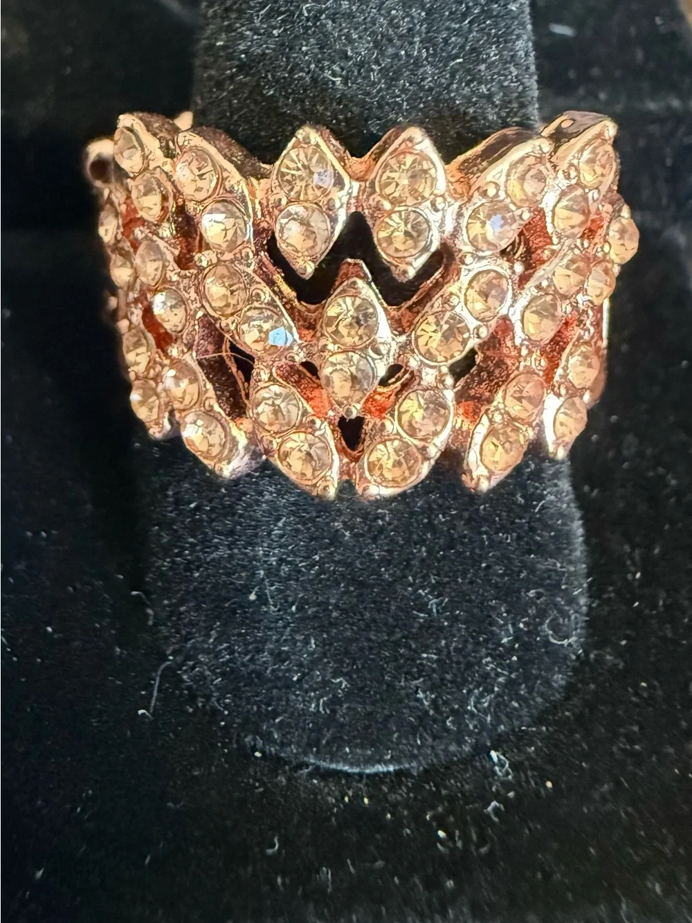 paparazzi Rose Gold Crystal Chevron Stack Ring